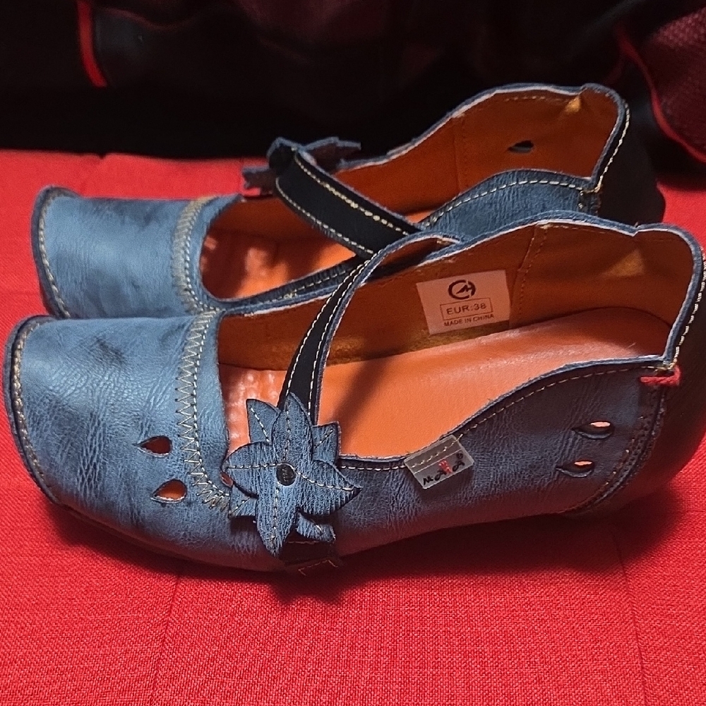 Blue Floral Mary Jane Flats